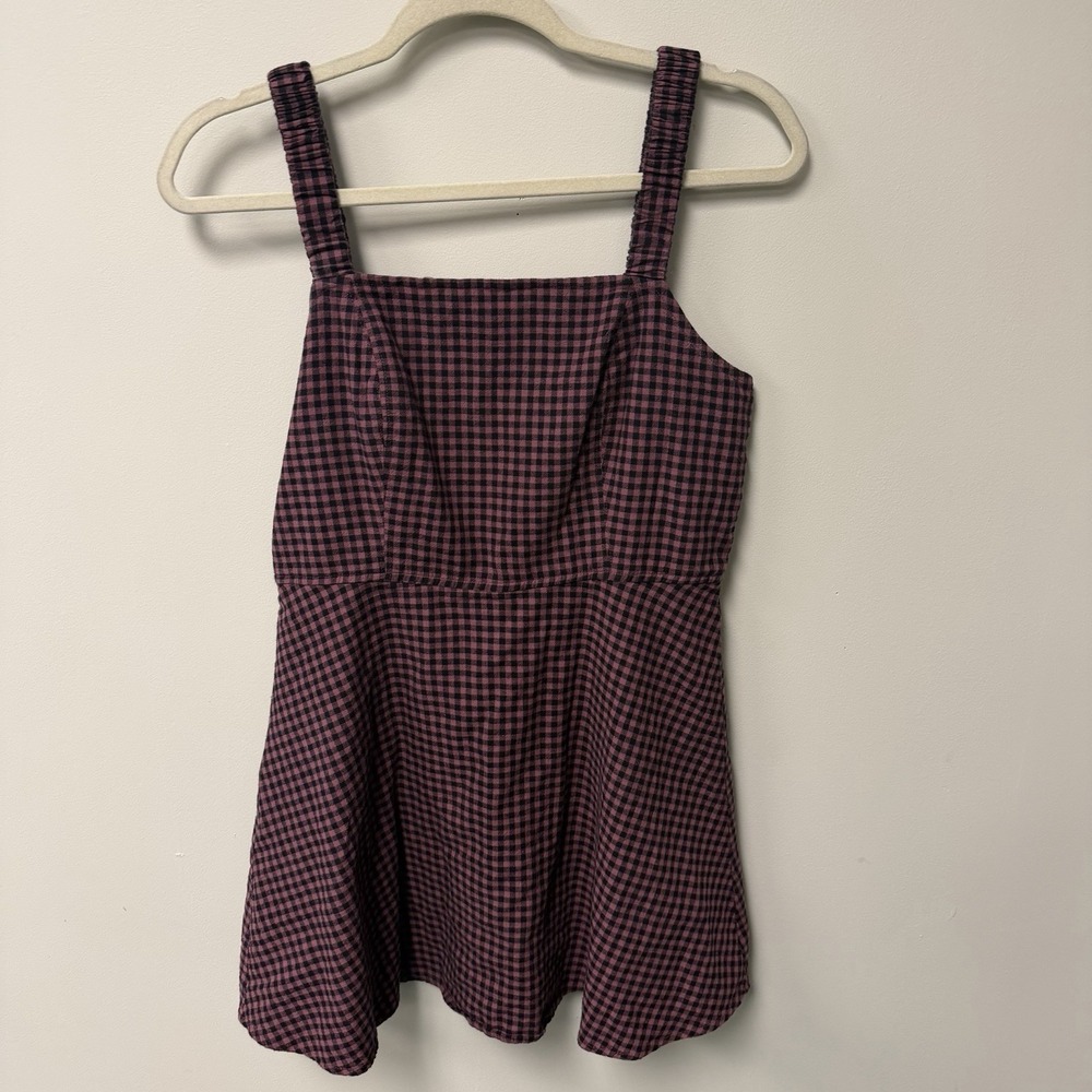Arizona Jeans Co Y2K Babydoll Gingham Cottagecore Size Medium Smocked Tunic Top